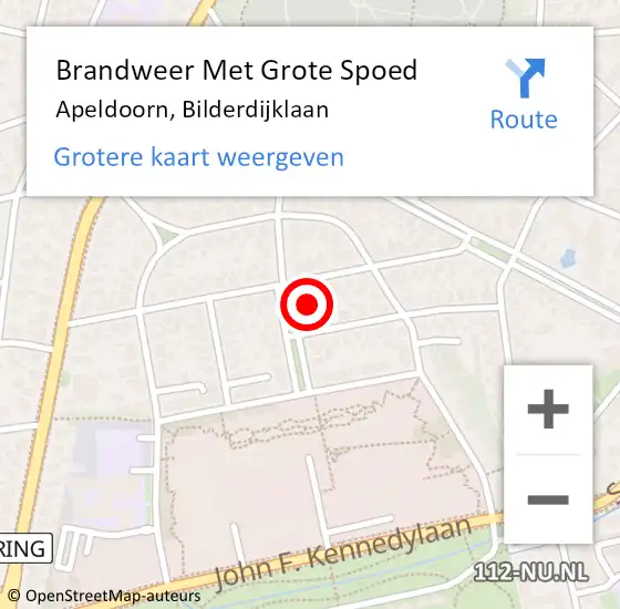 Locatie op kaart van de 112 melding: Brandweer Met Grote Spoed Naar Apeldoorn, Bilderdijklaan op 17 juli 2024 08:11