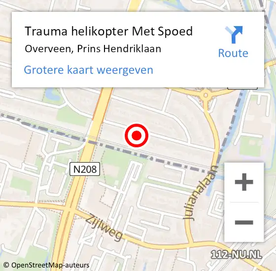 Locatie op kaart van de 112 melding: Trauma helikopter Met Spoed Naar Overveen, Prins Hendriklaan op 17 juli 2024 08:13