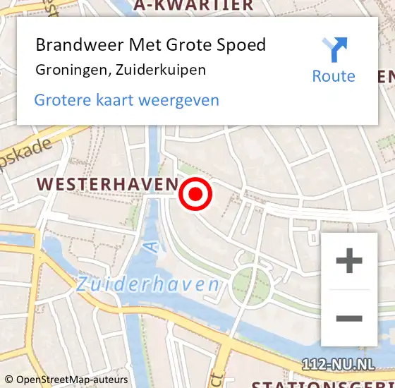 Locatie op kaart van de 112 melding: Brandweer Met Grote Spoed Naar Groningen, Zuiderkuipen op 17 juli 2024 08:26