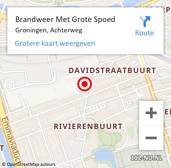 Locatie op kaart van de 112 melding: Brandweer Met Grote Spoed Naar Groningen, Achterweg op 17 juli 2024 08:27