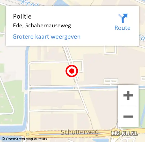 Locatie op kaart van de 112 melding: Politie Ede, Schabernauseweg op 17 juli 2024 08:48