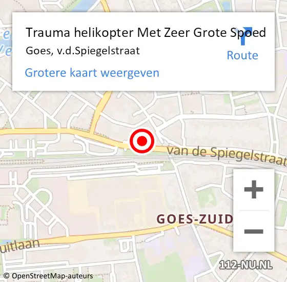 Locatie op kaart van de 112 melding: Trauma helikopter Met Zeer Grote Spoed Naar Goes, v.d.Spiegelstraat op 17 juli 2024 08:48