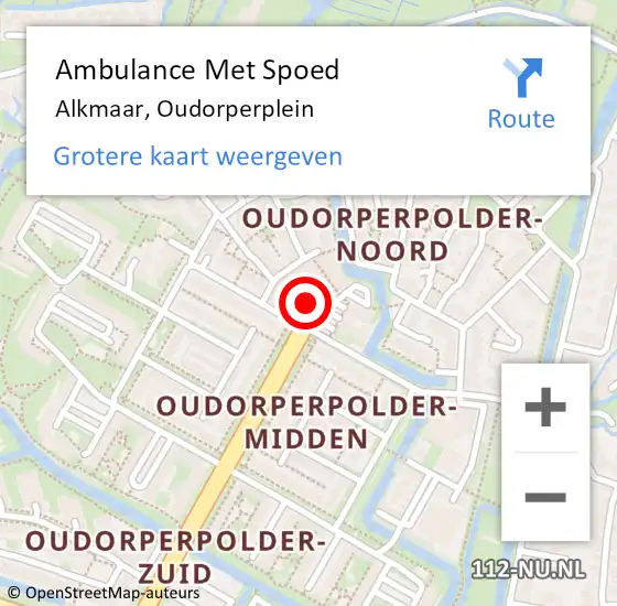 Locatie op kaart van de 112 melding: Ambulance Met Spoed Naar Alkmaar, Oudorperplein op 17 juli 2024 09:11