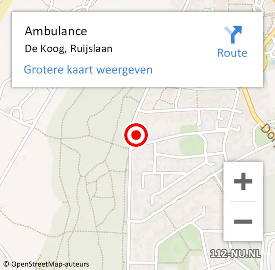 Locatie op kaart van de 112 melding: Ambulance De Koog, Ruijslaan op 17 juli 2024 09:15