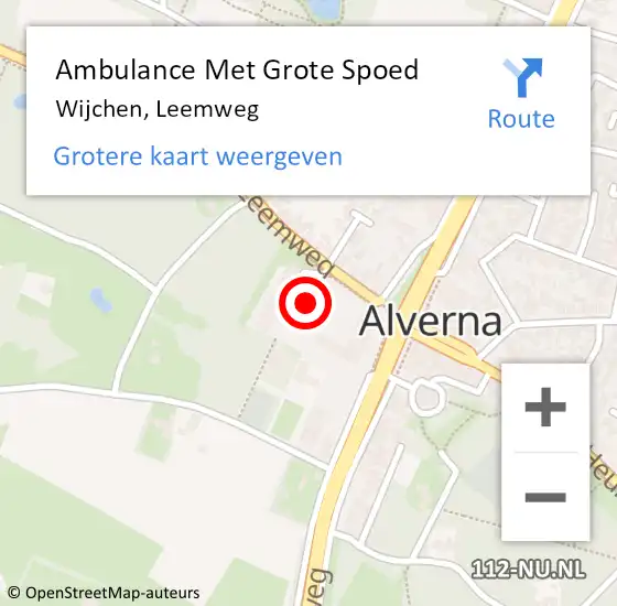 Locatie op kaart van de 112 melding: Ambulance Met Grote Spoed Naar Wijchen, Leemweg op 17 juli 2024 09:19