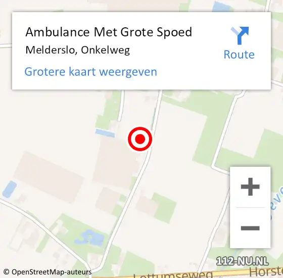 Locatie op kaart van de 112 melding: Ambulance Met Grote Spoed Naar Melderslo, Onkelweg op 13 oktober 2014 12:14