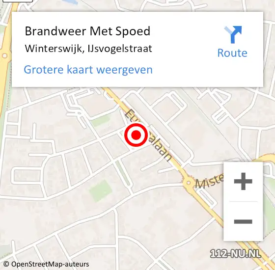 Locatie op kaart van de 112 melding: Brandweer Met Spoed Naar Winterswijk, IJsvogelstraat op 17 juli 2024 09:32