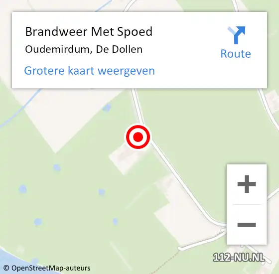 Locatie op kaart van de 112 melding: Brandweer Met Spoed Naar Oudemirdum, De Dollen op 17 juli 2024 09:49