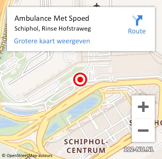 Locatie op kaart van de 112 melding: Ambulance Met Spoed Naar Schiphol, Rinse Hofstraweg op 17 juli 2024 09:49