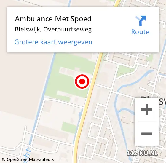 Locatie op kaart van de 112 melding: Ambulance Met Spoed Naar Bleiswijk, Overbuurtseweg op 17 juli 2024 09:49