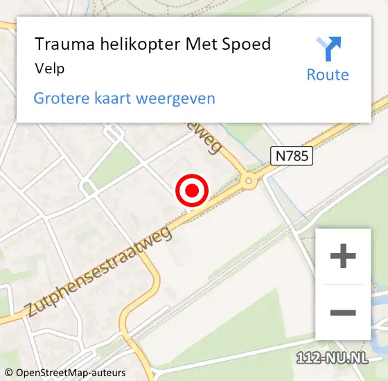 Locatie op kaart van de 112 melding: Trauma helikopter Met Spoed Naar Velp op 17 juli 2024 09:50