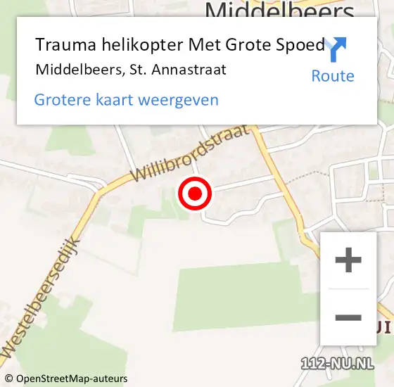 Locatie op kaart van de 112 melding: Trauma helikopter Met Grote Spoed Naar Middelbeers, St. Annastraat op 17 juli 2024 09:55