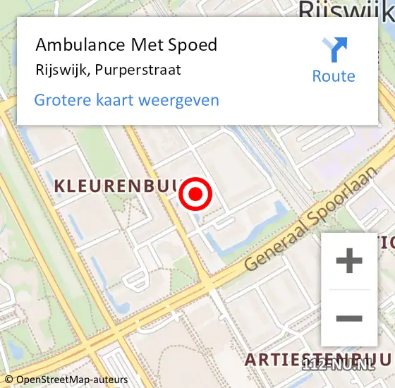 Locatie op kaart van de 112 melding: Ambulance Met Spoed Naar Rijswijk, Purperstraat op 17 juli 2024 10:01