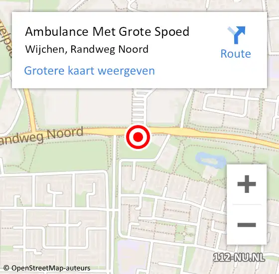 Locatie op kaart van de 112 melding: Ambulance Met Grote Spoed Naar Wijchen, Randweg Noord op 17 juli 2024 10:02