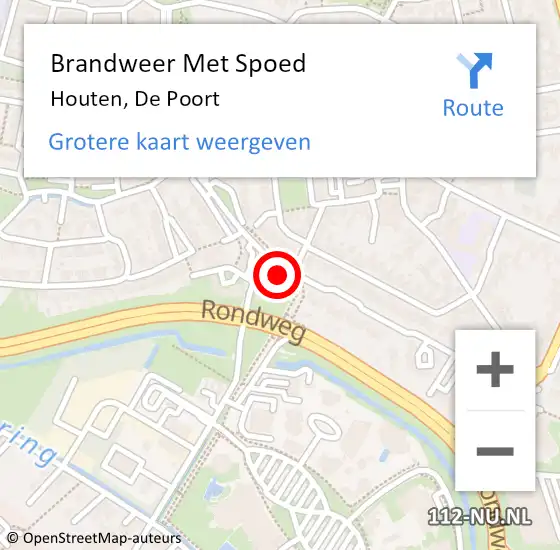 Locatie op kaart van de 112 melding: Brandweer Met Spoed Naar Houten, De Poort op 17 juli 2024 10:02