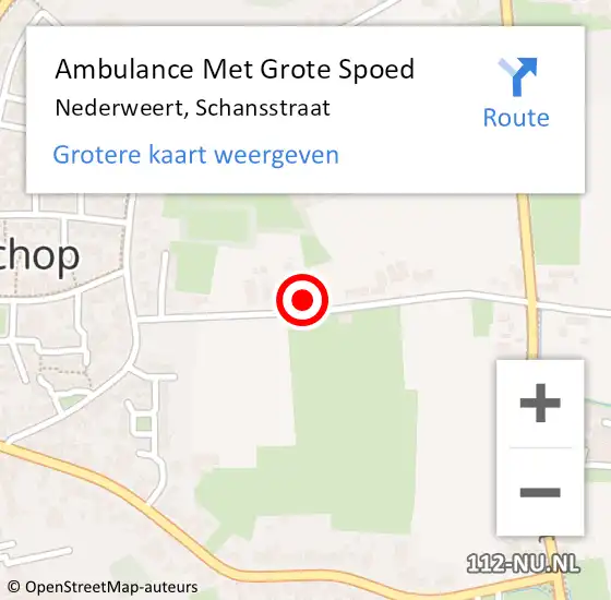 Locatie op kaart van de 112 melding: Ambulance Met Grote Spoed Naar Nederweert, Schansstraat op 13 oktober 2014 12:20