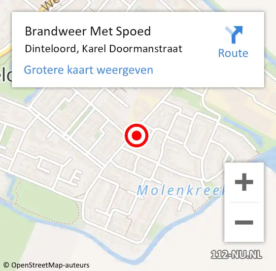 Locatie op kaart van de 112 melding: Brandweer Met Spoed Naar Dinteloord, Karel Doormanstraat op 17 juli 2024 10:09