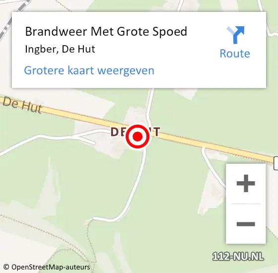 Locatie op kaart van de 112 melding: Brandweer Met Grote Spoed Naar Ingber, De Hut op 17 juli 2024 10:10