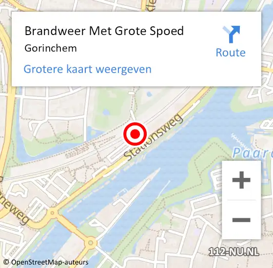 Locatie op kaart van de 112 melding: Brandweer Met Grote Spoed Naar Gorinchem op 17 juli 2024 10:10