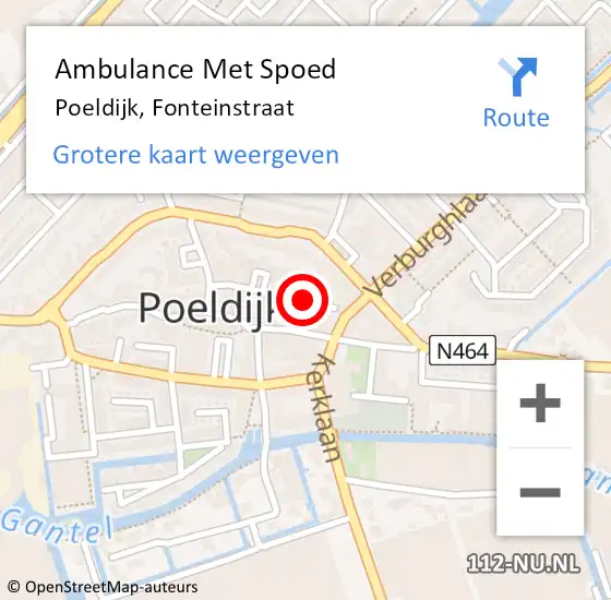 Locatie op kaart van de 112 melding: Ambulance Met Spoed Naar Poeldijk, Fonteinstraat op 17 juli 2024 10:12