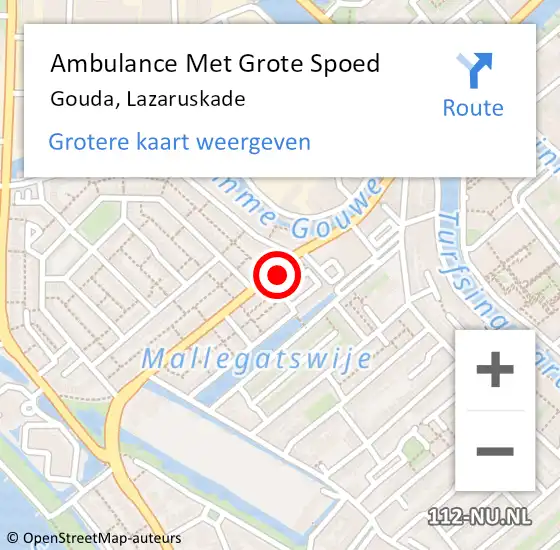 Locatie op kaart van de 112 melding: Ambulance Met Grote Spoed Naar Gouda, Lazaruskade op 17 juli 2024 10:36