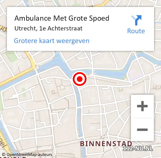 Locatie op kaart van de 112 melding: Ambulance Met Grote Spoed Naar Utrecht, 1e Achterstraat op 13 oktober 2014 12:28