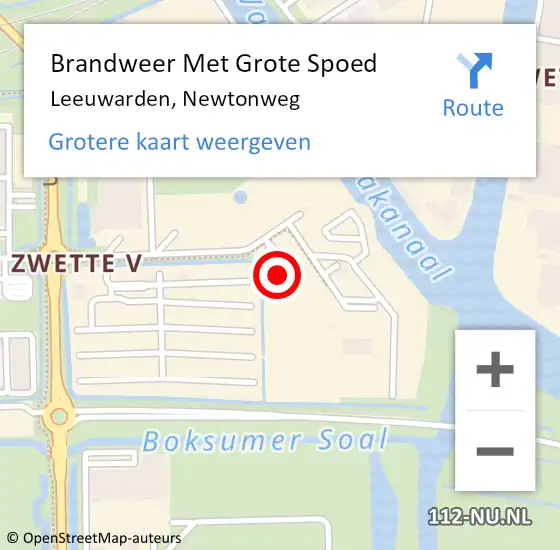 Locatie op kaart van de 112 melding: Brandweer Met Grote Spoed Naar Leeuwarden, Newtonweg op 17 juli 2024 11:12