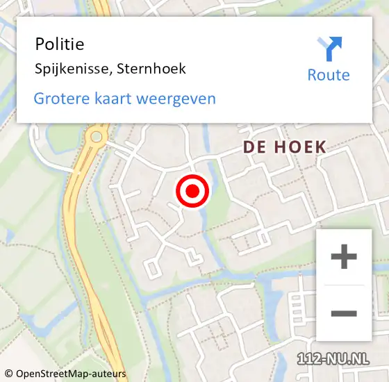 Locatie op kaart van de 112 melding: Politie Spijkenisse, Sternhoek op 17 juli 2024 11:14