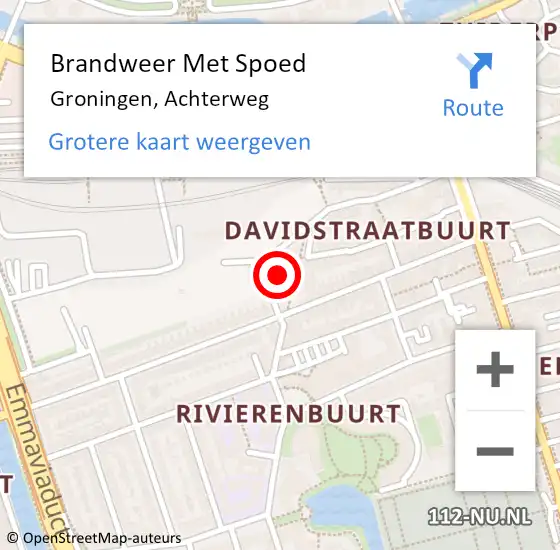 Locatie op kaart van de 112 melding: Brandweer Met Spoed Naar Groningen, Achterweg op 17 juli 2024 11:21