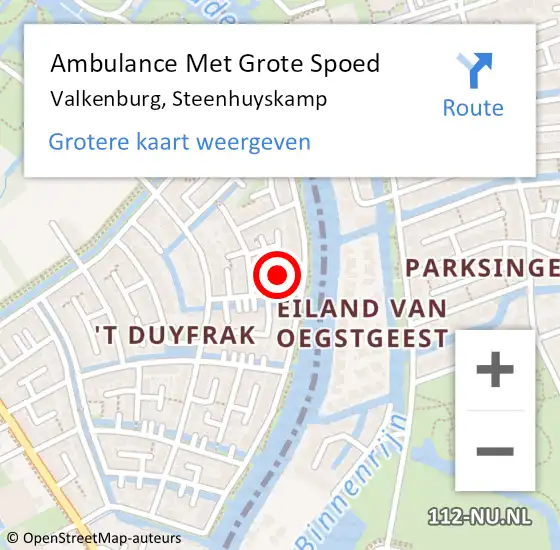 Locatie op kaart van de 112 melding: Ambulance Met Grote Spoed Naar Valkenburg, Steenhuyskamp op 17 juli 2024 11:39