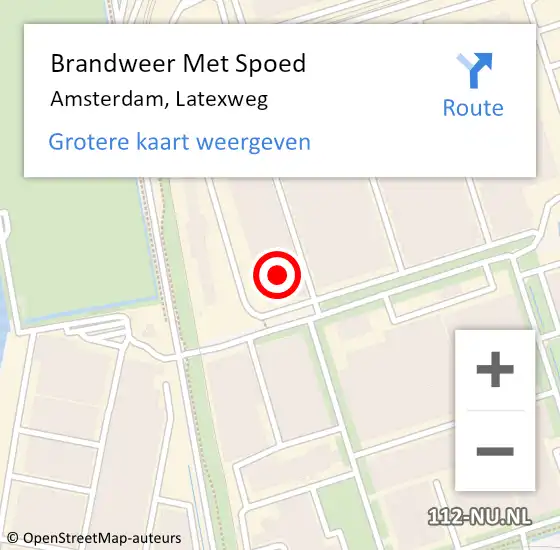 Locatie op kaart van de 112 melding: Brandweer Met Spoed Naar Amsterdam, Latexweg op 17 juli 2024 11:46