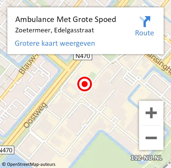 Locatie op kaart van de 112 melding: Ambulance Met Grote Spoed Naar Zoetermeer, Edelgasstraat op 17 juli 2024 11:56