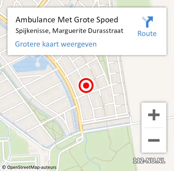 Locatie op kaart van de 112 melding: Ambulance Met Grote Spoed Naar Spijkenisse, Marguerite Durasstraat op 17 juli 2024 11:59