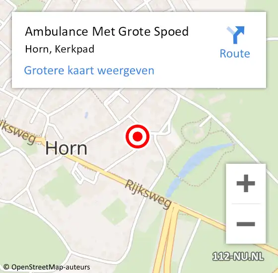 Locatie op kaart van de 112 melding: Ambulance Met Grote Spoed Naar Horn, Kerkpad op 17 juli 2024 12:10