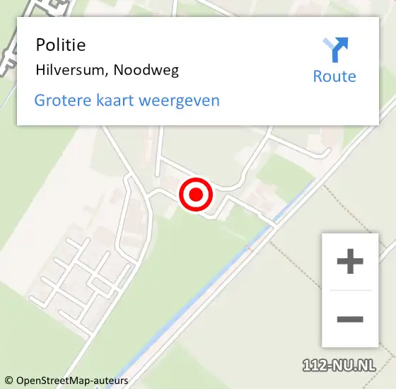 Locatie op kaart van de 112 melding: Politie Hilversum, Noodweg op 17 juli 2024 12:15