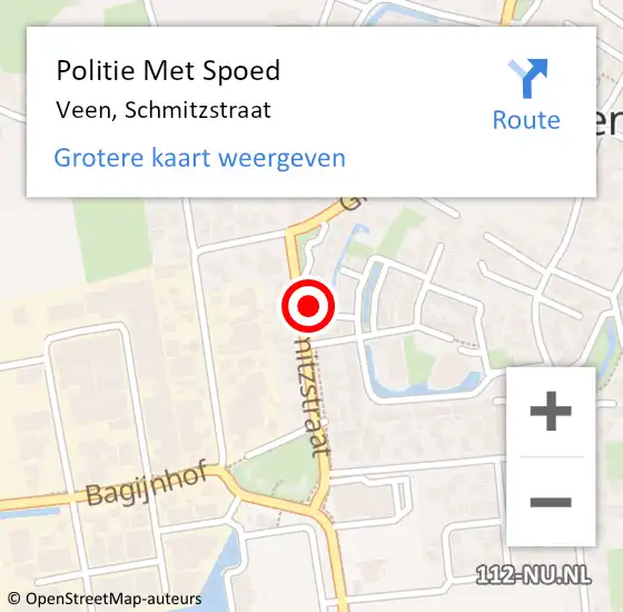 Locatie op kaart van de 112 melding: Politie Met Spoed Naar Veen, Schmitzstraat op 17 juli 2024 12:23