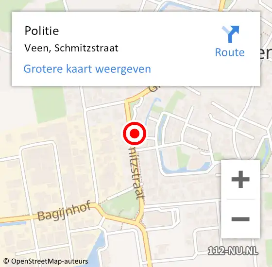 Locatie op kaart van de 112 melding: Politie Veen, Schmitzstraat op 17 juli 2024 12:23