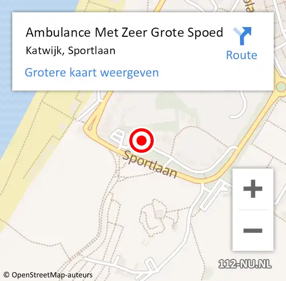 Locatie op kaart van de 112 melding: Ambulance Met Zeer Grote Spoed Naar Katwijk, Sportlaan op 17 juli 2024 12:25