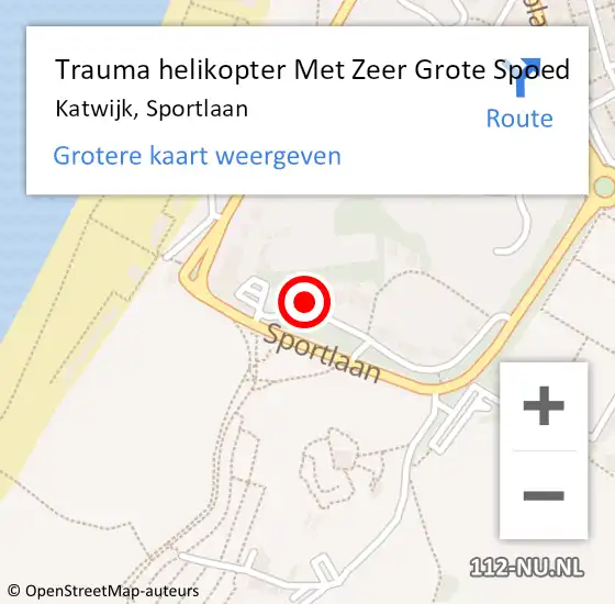 Locatie op kaart van de 112 melding: Trauma helikopter Met Zeer Grote Spoed Naar Katwijk, Sportlaan op 17 juli 2024 12:26