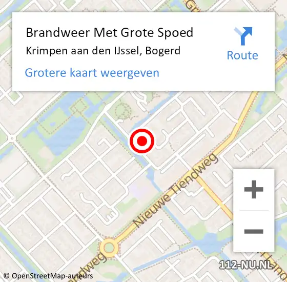 Locatie op kaart van de 112 melding: Brandweer Met Grote Spoed Naar Krimpen aan den IJssel, Bogerd op 17 juli 2024 12:43