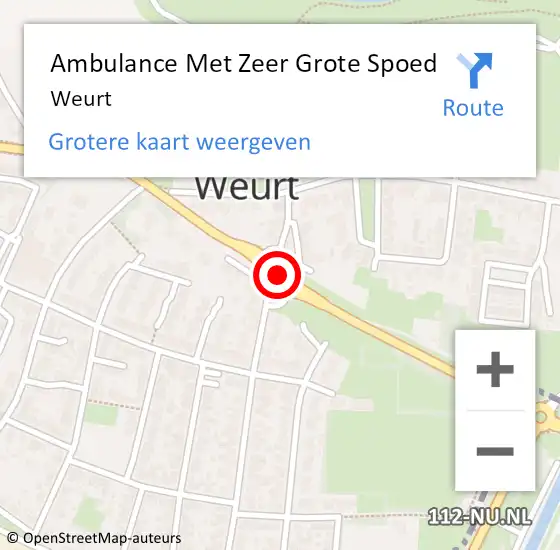 Locatie op kaart van de 112 melding: Ambulance Met Zeer Grote Spoed Naar Weurt op 17 juli 2024 13:22