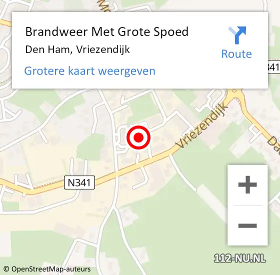 Locatie op kaart van de 112 melding: Brandweer Met Grote Spoed Naar Den Ham, Vriezendijk op 17 juli 2024 13:31