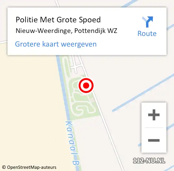 Locatie op kaart van de 112 melding: Politie Met Grote Spoed Naar Nieuw-Weerdinge, Pottendijk WZ op 17 juli 2024 13:36