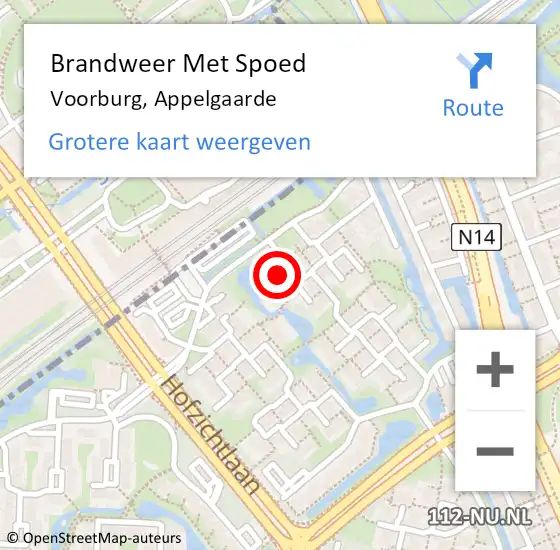 Locatie op kaart van de 112 melding: Brandweer Met Spoed Naar Voorburg, Appelgaarde op 17 juli 2024 13:44