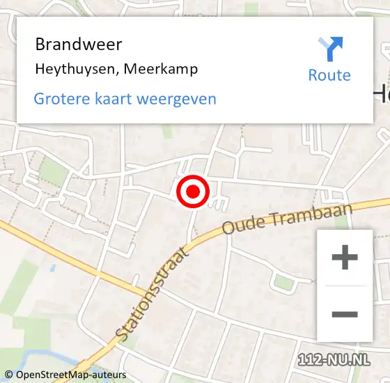 Locatie op kaart van de 112 melding: Brandweer Heythuysen, Meerkamp op 17 juli 2024 13:56