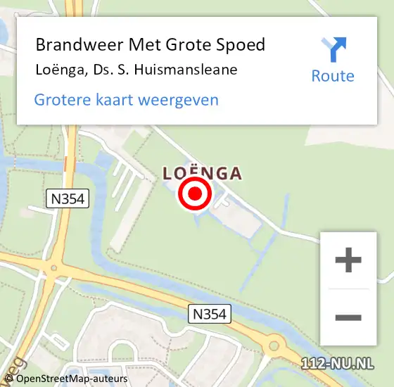 Locatie op kaart van de 112 melding: Brandweer Met Grote Spoed Naar Loënga, Ds. S. Huismansleane op 17 juli 2024 14:02