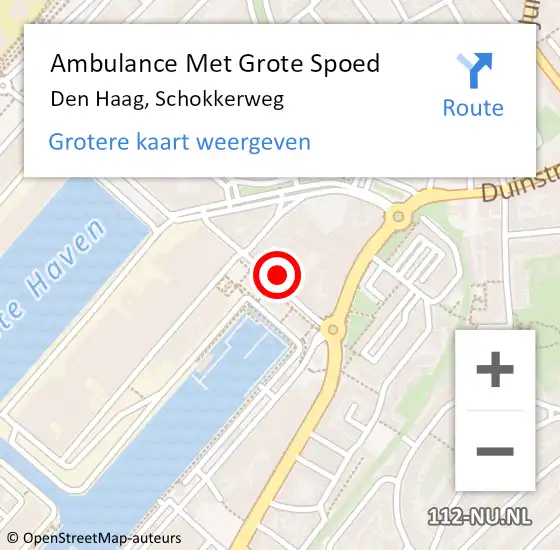 Locatie op kaart van de 112 melding: Ambulance Met Grote Spoed Naar Den Haag, Schokkerweg op 17 juli 2024 14:03