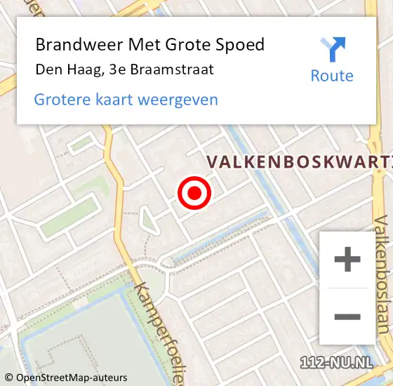 Locatie op kaart van de 112 melding: Brandweer Met Grote Spoed Naar Den Haag, 3e Braamstraat op 17 juli 2024 14:07