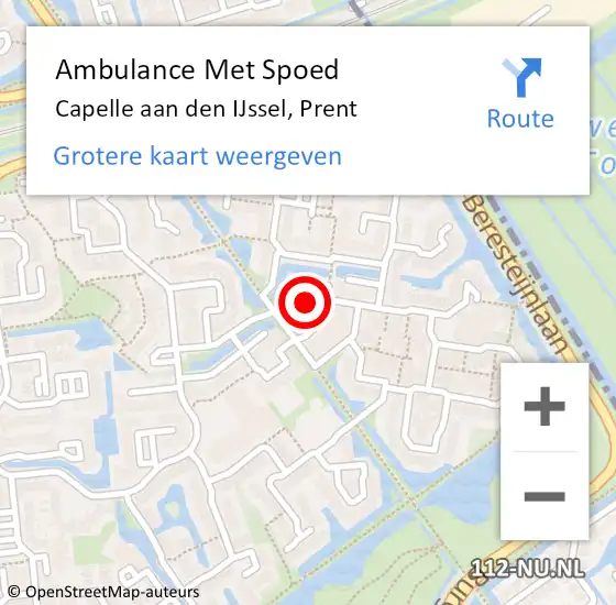 Locatie op kaart van de 112 melding: Ambulance Met Spoed Naar Capelle aan den IJssel, Prent op 17 juli 2024 14:09