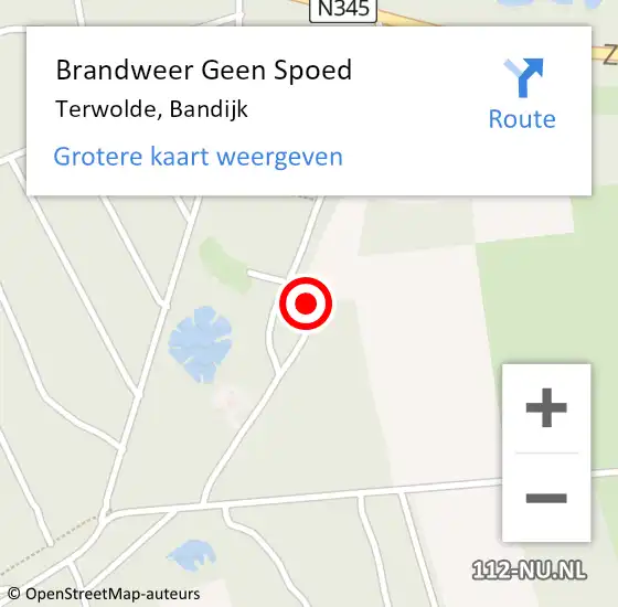 Locatie op kaart van de 112 melding: Brandweer Geen Spoed Naar Terwolde, Bandijk op 17 juli 2024 14:11